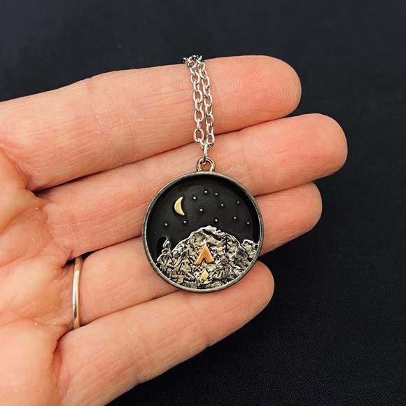 Night Camping Pendant Necklace - Picture 7 of 9